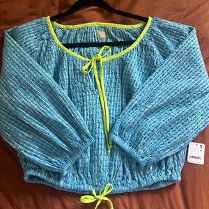 NWT Free people Clara Plaid Top
